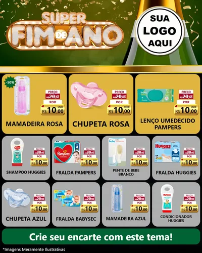 Modelo de Rede Social para Feed Instagram com o tema Super Fim de Ano para Bebês