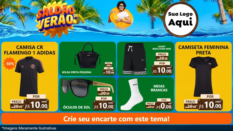 Modelo de TV para TV Horizontal com o tema Saldão de Verão para Roupas e acessórios