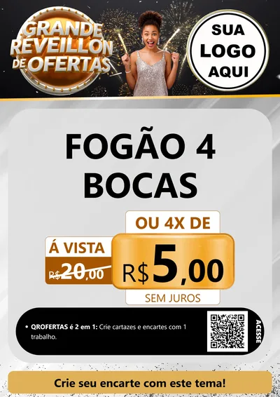 Modelo de Cartaz para Cartaz A4 Vertical com o tema Grande Réveillon de Ofertas para Móveis e Eletro