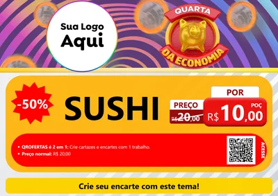 Modelo de Cartaz para Cartaz A4 Horizontal com o tema Quarta da Economia para Comida japonesa