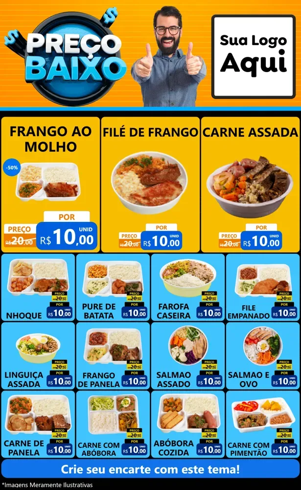 Modelo de Encarte para Encarte Grande com o tema Preço Baixo para Restaurante