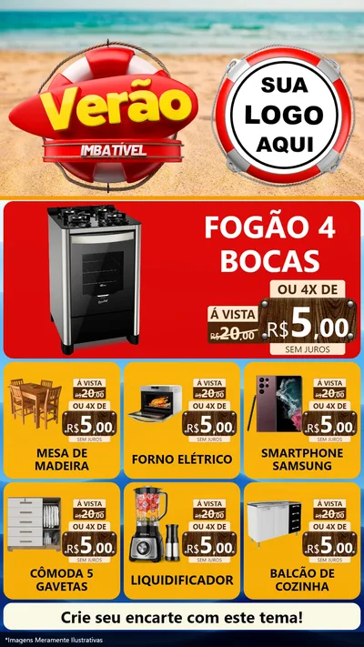 Modelo de Rede Social para Stories com o tema Verão Imbatível para Móveis e Eletro
