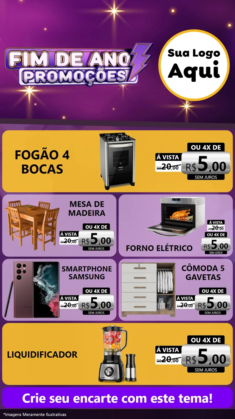 Modelo de TV para TV Vertical com o tema Fim de Ano Promoções para Móveis e Eletro