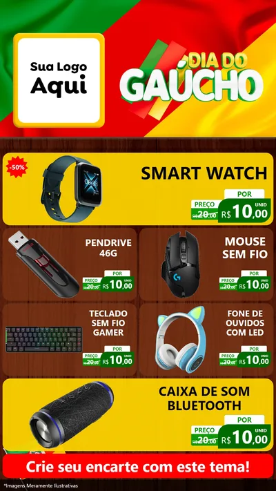 Modelo de TV para TV Vertical com o tema Dia do Gaúcho para Informática