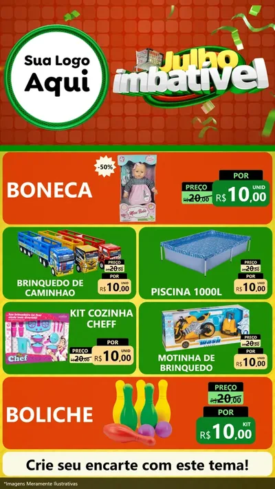 Modelo de TV para TV Vertical com o tema Julho Imbatível para Brinquedos