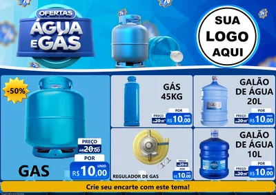 Modelo de Encarte para Encarte A4 Horizontal com o tema Ofertas Água e Gás para Água e gás