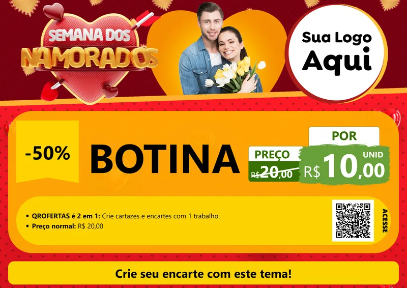 Modelo de Cartaz para Cartaz A4 Horizontal com o tema Semana dos Namorados para Agropecuária