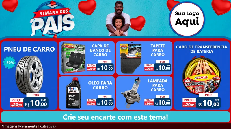 Modelo de TV para TV Horizontal com o tema Semana Dos Pais para Auto peças