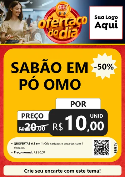 Modelo de Cartaz para Cartaz A4 Vertical com o tema Ofertaço Do Dia para Produtos de Limpeza