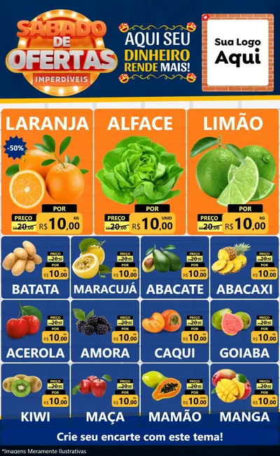 Modelo de Encarte para Encarte Grande com o tema Sábado de Ofertas Imperdíveis para Hortifrúti