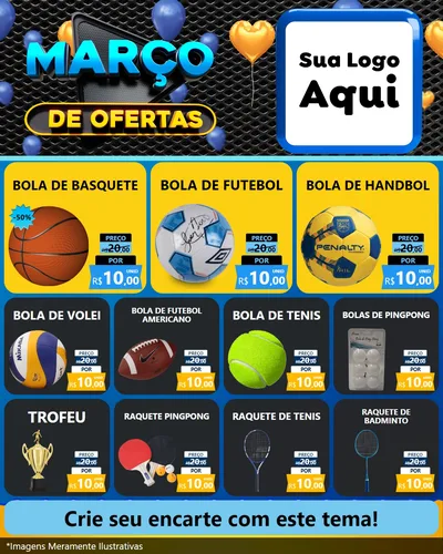 Modelo de Rede Social para Feed Instagram com o tema Março de Ofertas para Artigos Esportivos