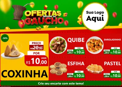 Modelo de Encarte para Encarte A4 Horizontal com o tema Ofertas Semana Do Gaúcho para Salgadaria