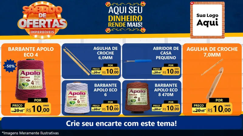 Modelo de TV para TV Horizontal com o tema Sábado de Ofertas Imperdíveis para Armarinho e Aviamentos