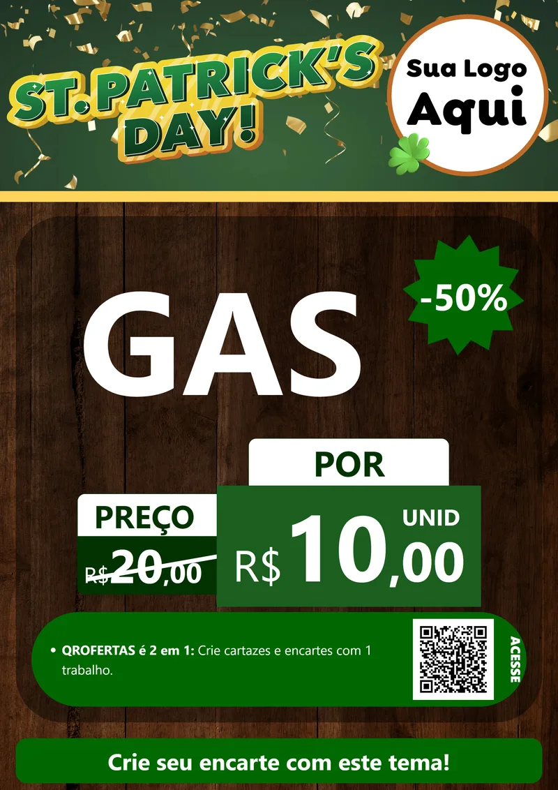 Modelo de Cartaz para Cartaz A4 Vertical com o tema St Patriks Day para Água e gás