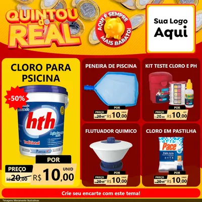 Modelo de Rede Social para Feed Facebook com o tema Quintou do Real para Produtos para Piscina