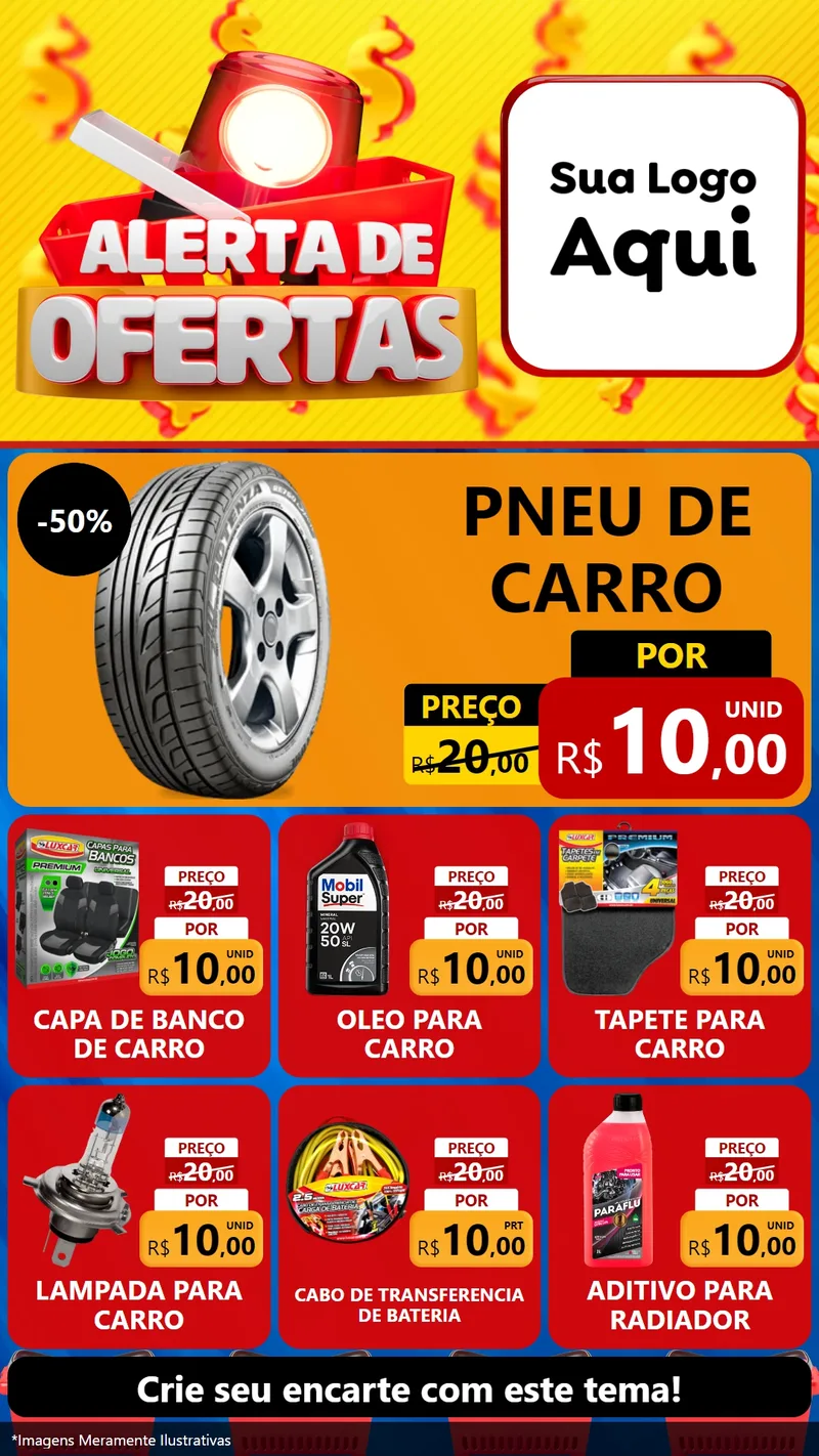 Modelo de Rede Social para Stories com o tema Alerta de Ofertas para Auto peças
