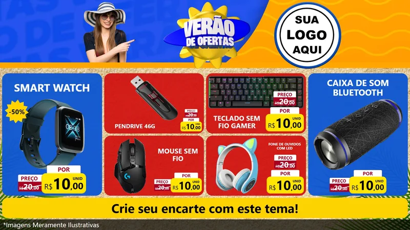 Modelo de TV para TV Horizontal com o tema Verão de Ofertas para Informática