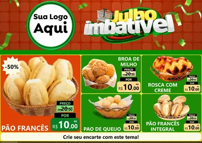 Modelo de Encarte para Encarte A4 Horizontal com o tema Julho Imbatível para Padaria