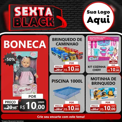 Modelo de Rede Social para Feed Facebook com o tema Sexta Black para Brinquedos