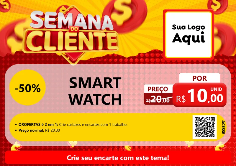 Modelo de Cartaz para Cartaz A4 Horizontal com o tema Semana do Cliente para Informática