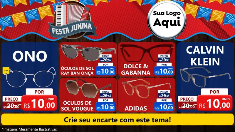 Modelo de TV para TV Horizontal com o tema Festa Junina para Óticas