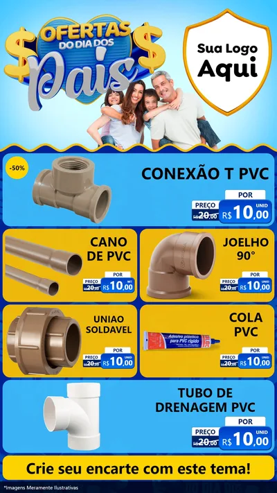 Modelo de TV para TV Vertical com o tema Ofertas do Dia dos Pais para Tubos e conexões