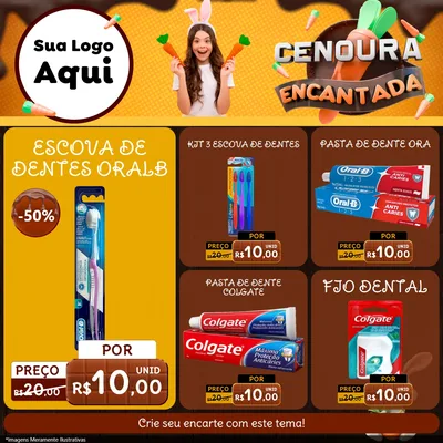 Modelo de Rede Social para Feed Facebook com o tema Cenoura Encantada - Páscoa para Higiene Pessoal