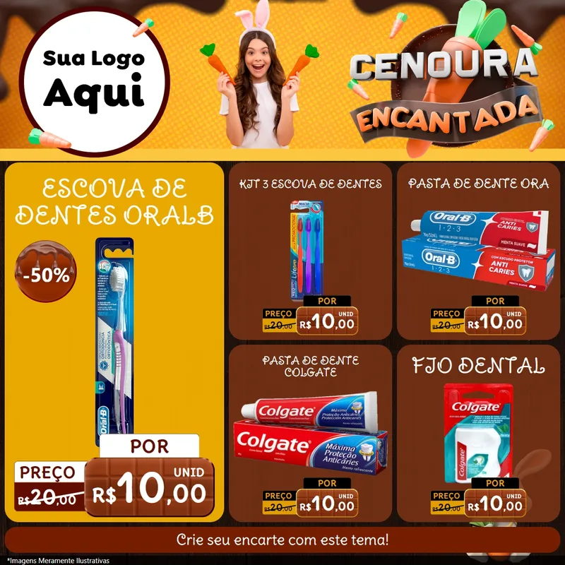 Modelo de Rede Social para Feed Facebook com o tema Cenoura Encantada - Páscoa para Higiene Pessoal