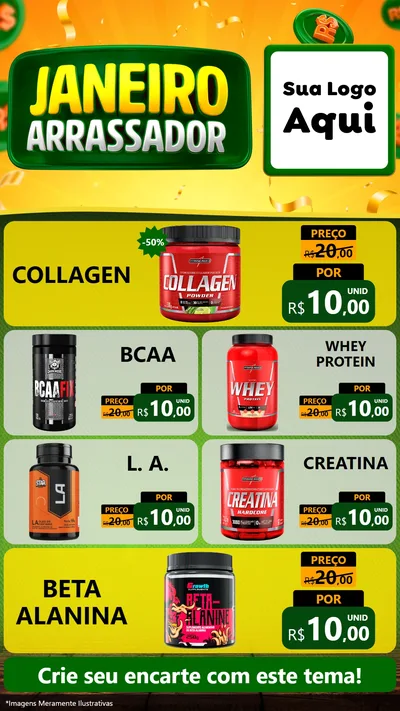 Modelo de TV para TV Vertical com o tema Janeiro Arrasador para Suplementos alimentares
