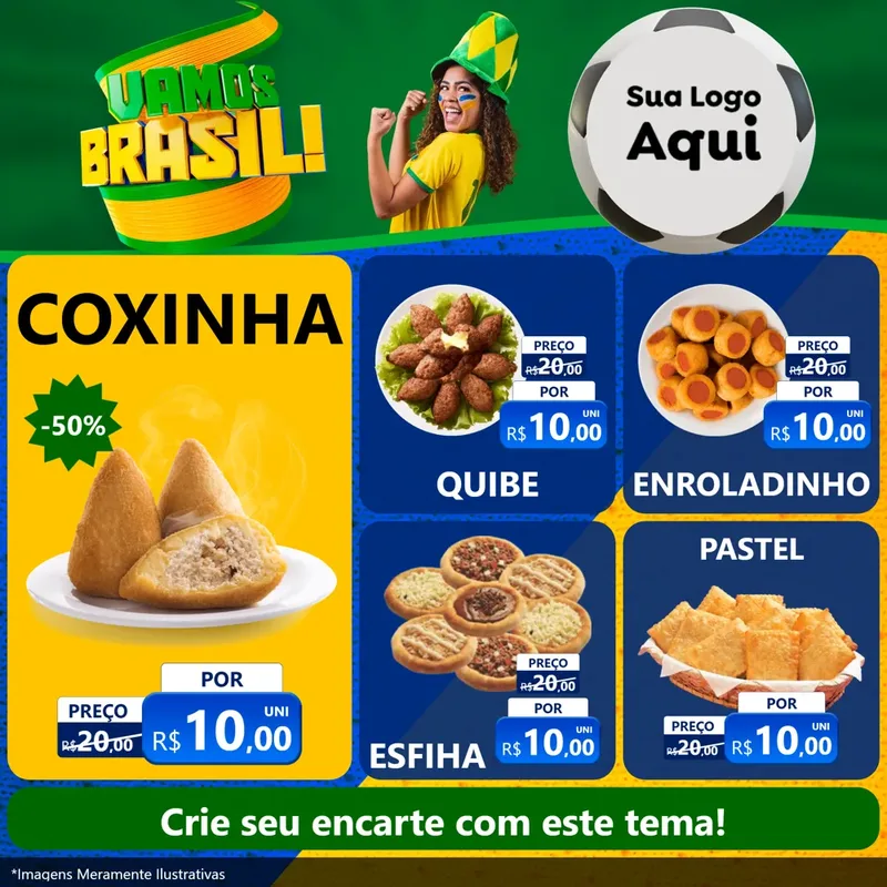 Modelo de Rede Social para Feed Facebook com o tema Vamos Brasil - Copa para Salgadaria