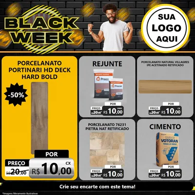 Modelo de Rede Social para Feed Facebook com o tema Black Week para Pisos e revestimentos