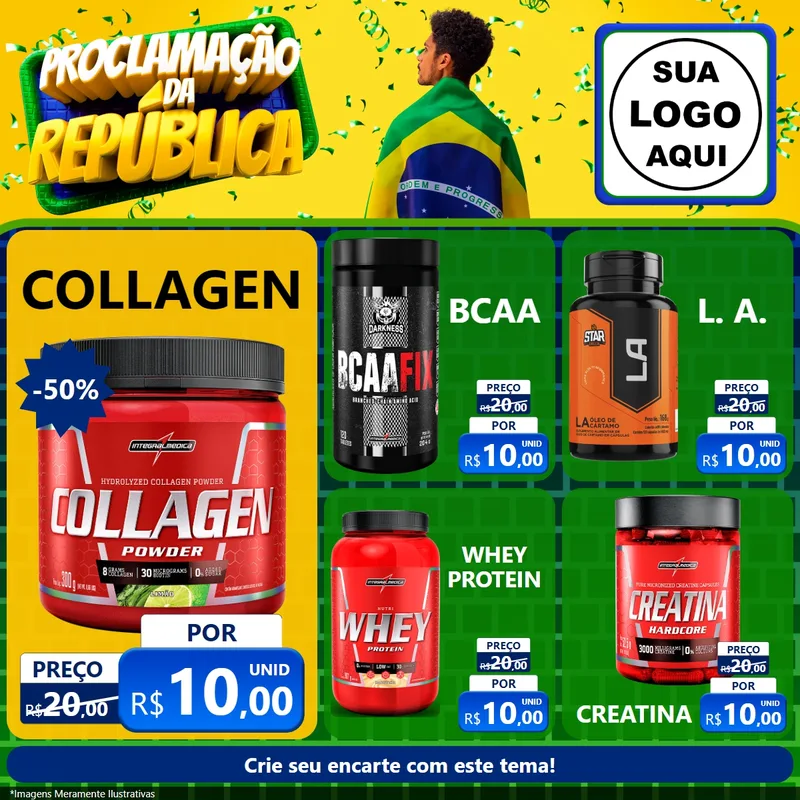 Modelo de Rede Social para Feed Facebook com o tema Proclamação da República para Suplementos alimentares