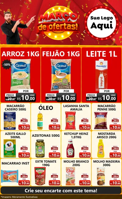 Modelo de Encarte para Encarte Grande com o tema Março de Ofertas! para Supermercado