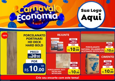 Modelo de Encarte para Encarte A4 Horizontal com o tema Carnaval da Economia para Pisos e revestimentos