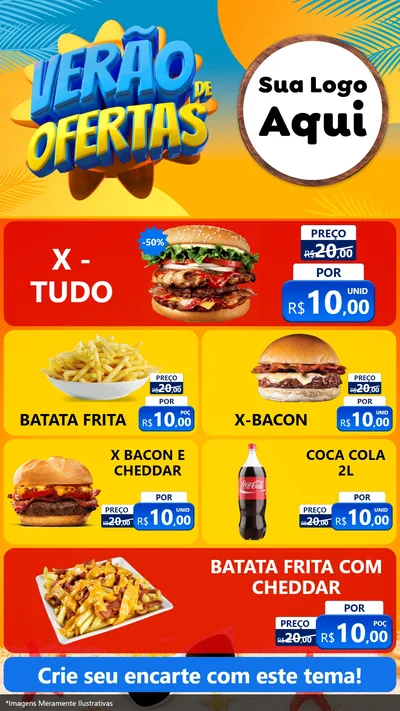 Modelo de TV para TV Vertical com o tema Verão de Ofertas para Hamburgueria