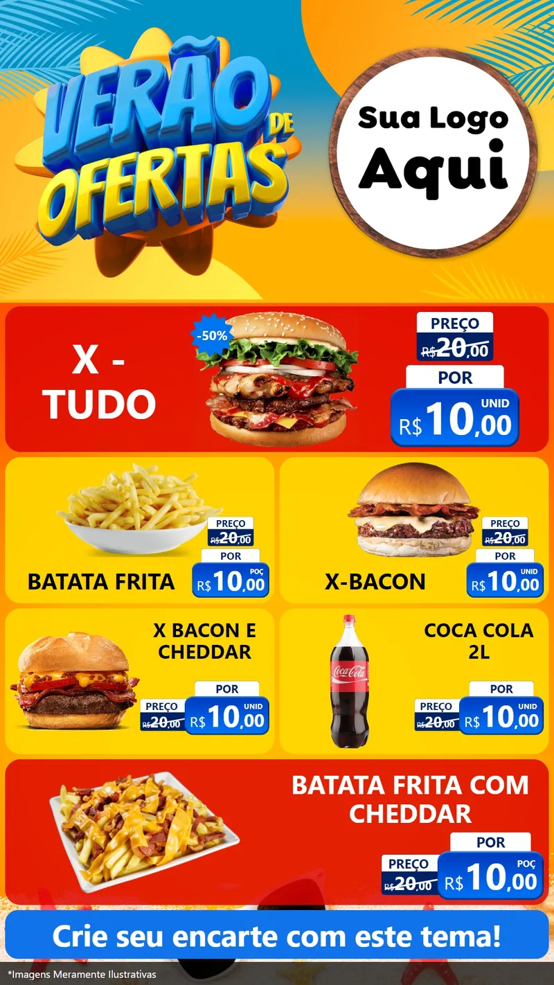 Modelo de TV para TV Vertical com o tema Verão de Ofertas para Hamburgueria