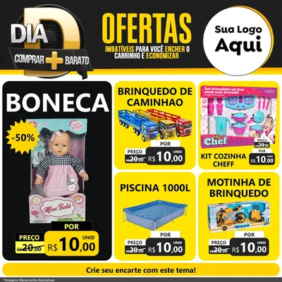 Modelo de Rede Social para Feed Facebook com o tema Dia D Mais Economia para Brinquedos