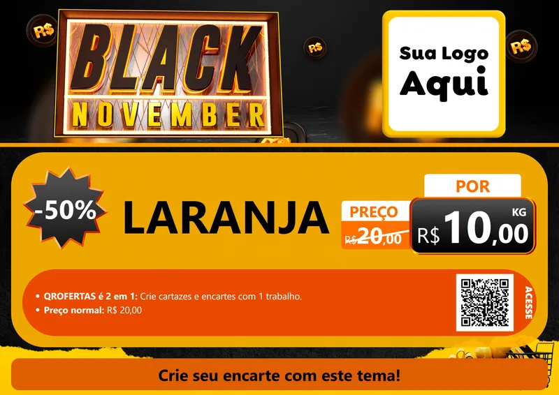 Modelo de Cartaz para Cartaz A4 Horizontal com o tema Black November para Hortifrúti