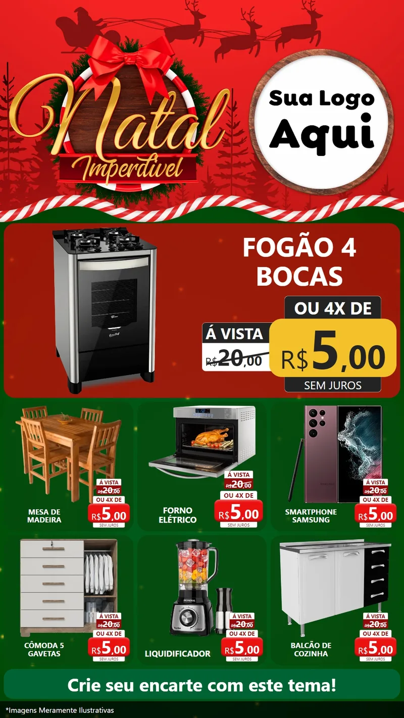 Modelo de Rede Social para Stories com o tema Natal Imperdível para Móveis e Eletro