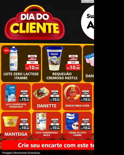 Modelo de Rede Social para Feed Instagram com o tema Dia do Cliente para Frios e Laticínios
