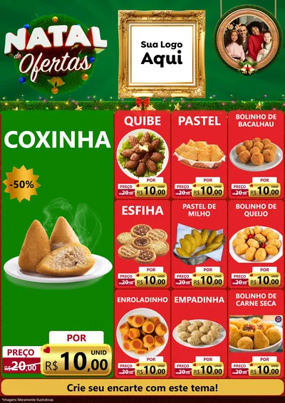 Modelo de Encarte para Encarte A4 Vertical com o tema Natal de Ofertas para Salgadaria