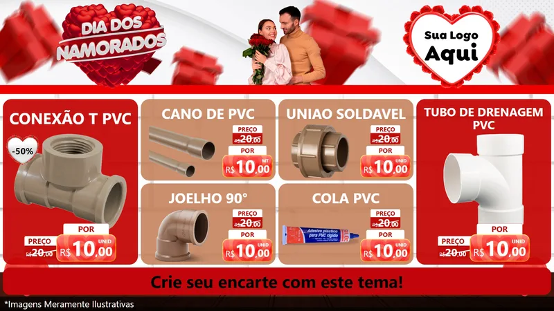 Modelo de TV para TV Horizontal com o tema Dia dos Namorados para Tubos e conexões