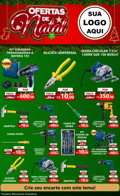 Modelo de Encarte para Encarte Grande com o tema Ofertas de Natal para Maquinas e Ferramentas