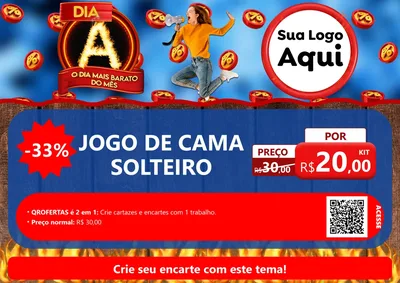 Modelo de Cartaz para Cartaz A4 Horizontal com o tema Dia A - O Dia Mais Barato Do Mês para Cama, Mesa e Banho
