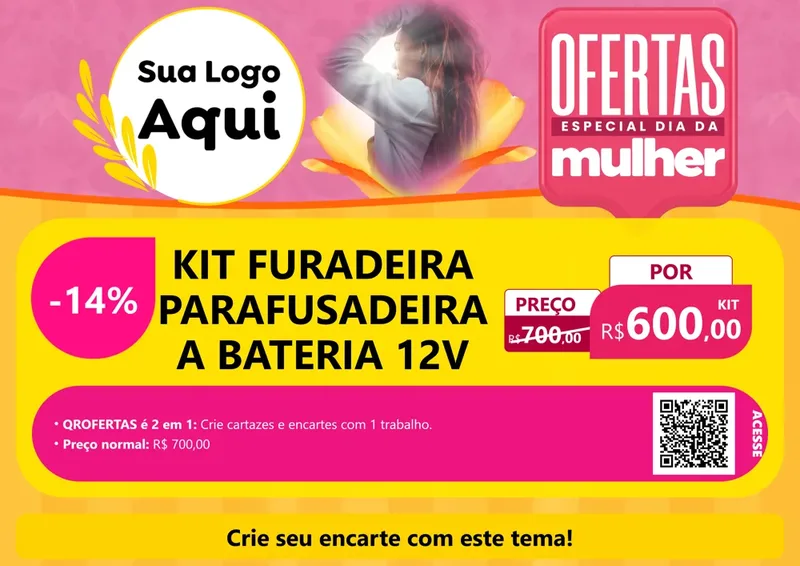 Modelo de Cartaz para Cartaz A4 Horizontal com o tema Ofertas - Especial Dia Das Mulheres para Maquinas e Ferramentas