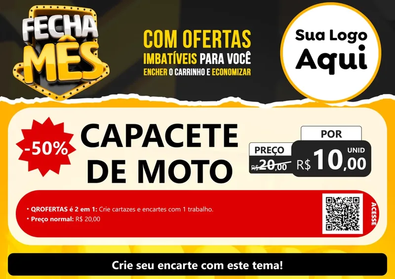 Modelo de Cartaz para Cartaz A4 Horizontal com o tema Fecha Mês para Moto peças