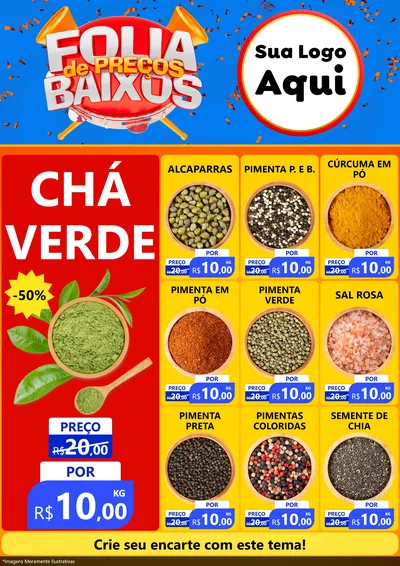Modelo de Encarte para Encarte A4 Vertical com o tema Folia de Preços Baixos para Produtos Naturais