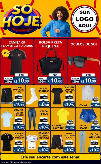 Modelo de Encarte para Encarte Grande com o tema Só Hoje! para Roupas e acessórios