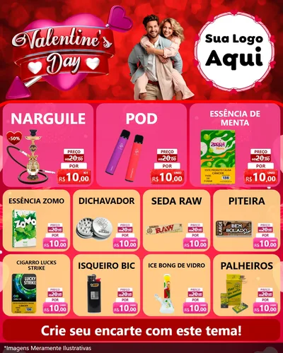 Modelo de Rede Social para Feed Instagram com o tema Valentine's Day para Tabacaria