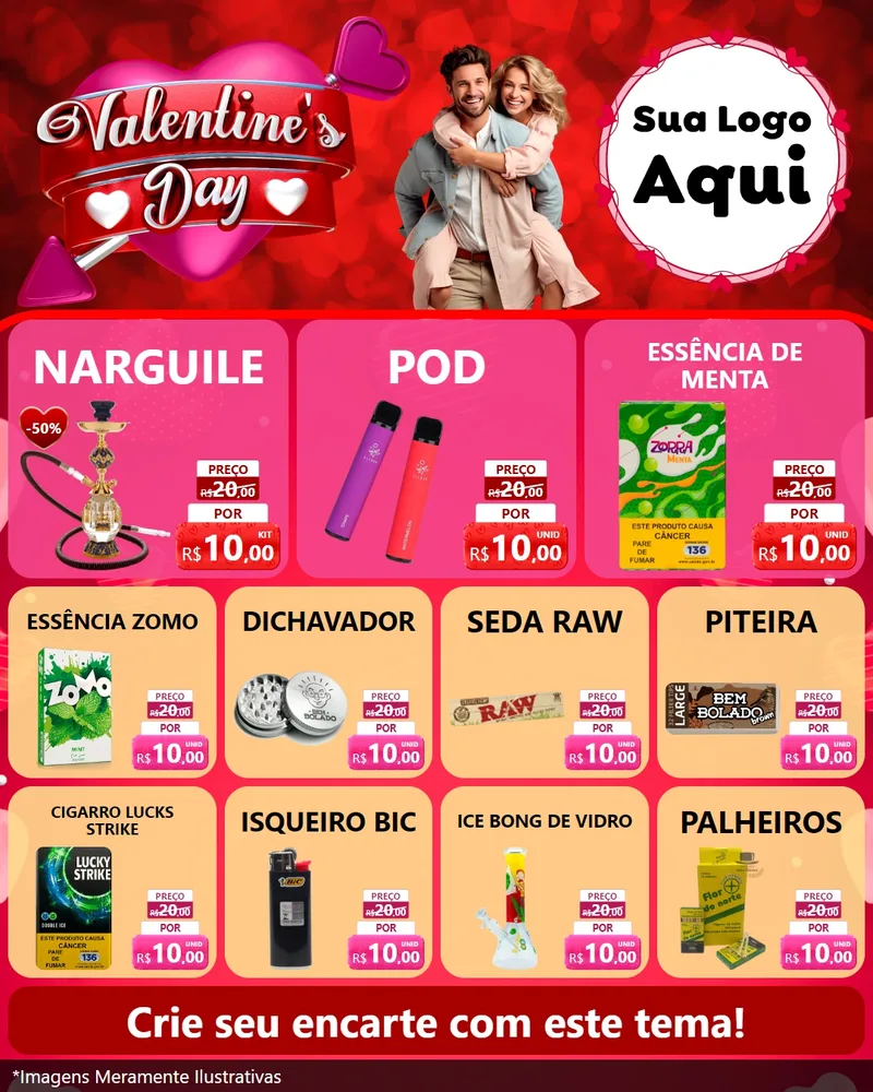 Modelo de Rede Social para Feed Instagram com o tema Valentine's Day para Tabacaria